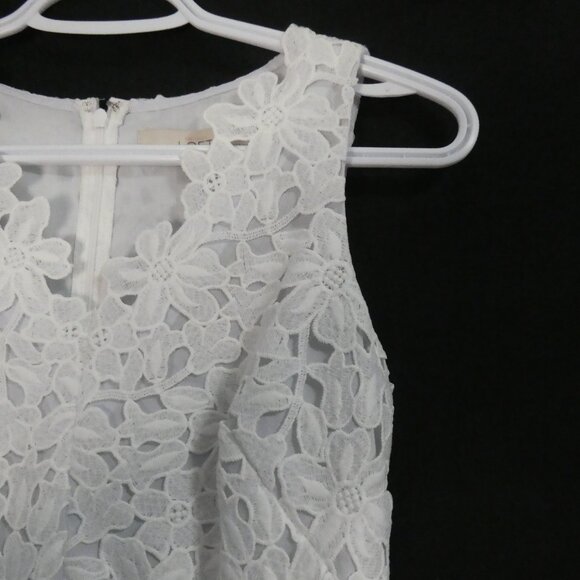 LOFT | 00P | Elegant White Floral Lace Mini Dress - Picture 5 of 14